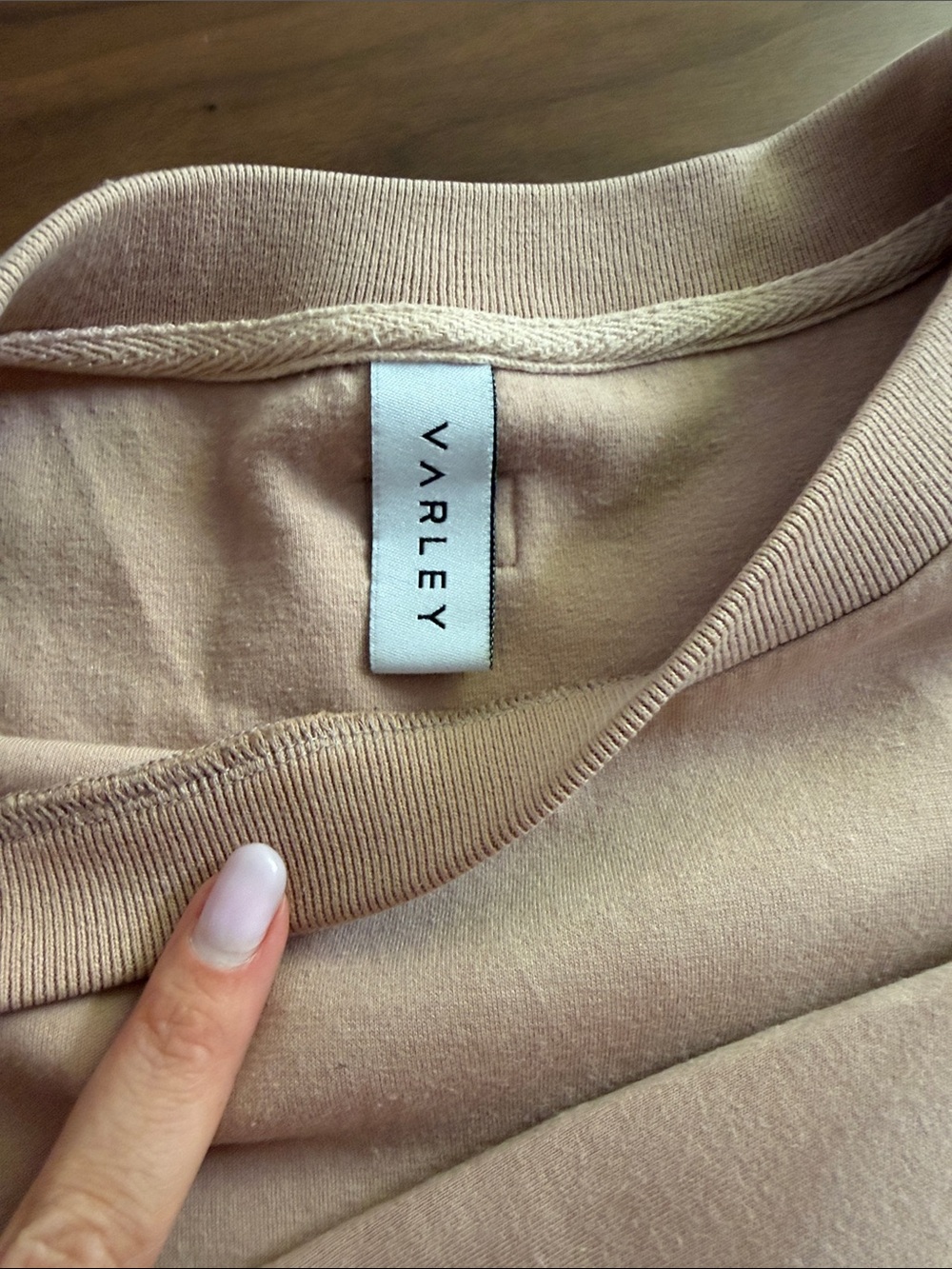 Varley Women’s Cream-Pink Crewneck Sweater with Gold Button Detail - Picture 2 of 4